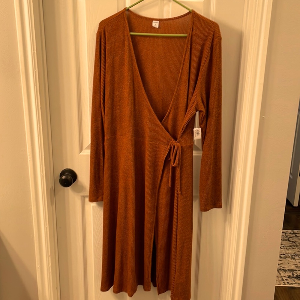 Orange wrap dress